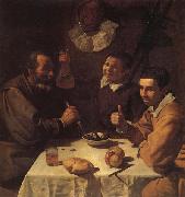 VELAZQUEZ, Diego Rodriguez de Silva y Three Men at a Table oil painting on canvas